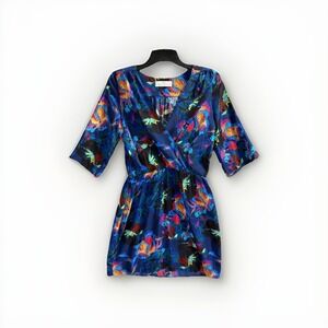 Amanda Uprichard Floral Wrap Dress Women Medium‎ 100% Silk